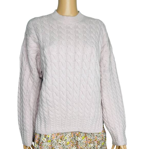 Theory Womens Karenia crew cable knit pullover sweater XS pink wool/cashmere - Picture 3 of 9